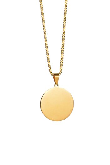 Chavin Round Gold Locket Steel Women Necklace Eb36Sr