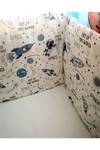 Bebek Özel Baby Kids Crib Edge Protection 60x120 Bumper for Crib (4 Pieces) Space Astronaut Patterned
