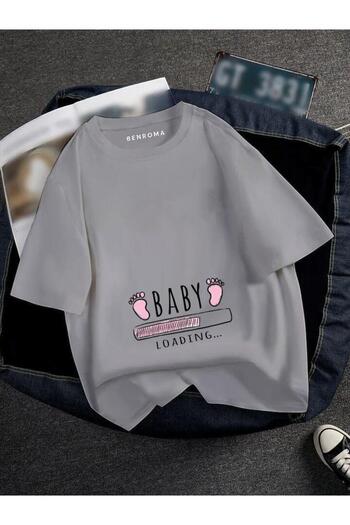 BENROMA Pregnant Pink Baby Loadi̇ng Printed T-Shirt