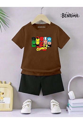 BENROMA Unisex Kids Shorts Set - Character Printed