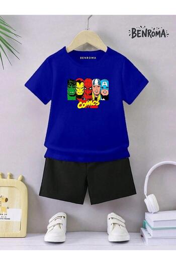 BENROMA Unisex Kids Shorts Set - Character Printed