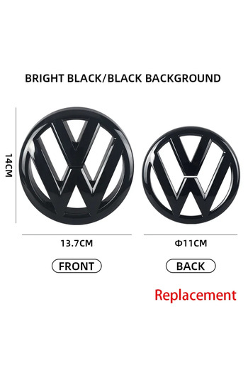 Choice pair bright black Car Front Grill Badges Rear Trunk Emblem Lid Covers Logo Sticker For VW Volkswagen