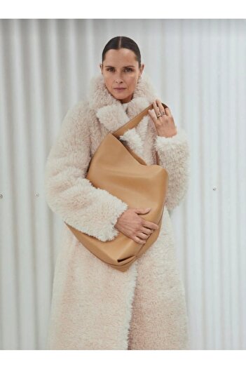 MANGO Woman Camel Shopper Bag