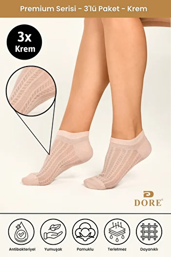 Dore Original Non-Sweating 3 Pairs Invisible Sports Shoes Sneaker Premium Cotton Comfort Model Booties Socks