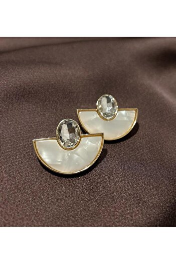 ANKAMODAHOME Marble Detail Design Earrings with Fan Figure