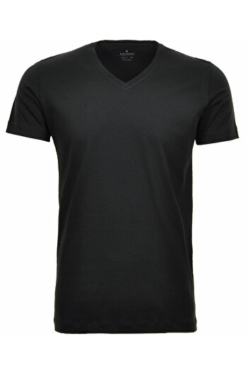 Ragman Rundhals T-Shirt für Herren in schwarz