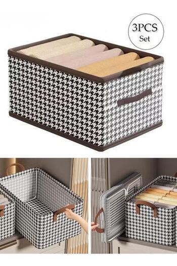 Generic 3pcs Wardrobe Clothes Organizer Foldable Closet Clothing Storage Box for Clothes Jeans Washable