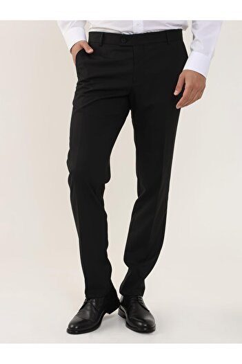 Dufy Black Men's Regular Fit Straight Classic Trousers