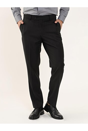 Dufy Black Men's Regular Fit Straight Classic Trousers