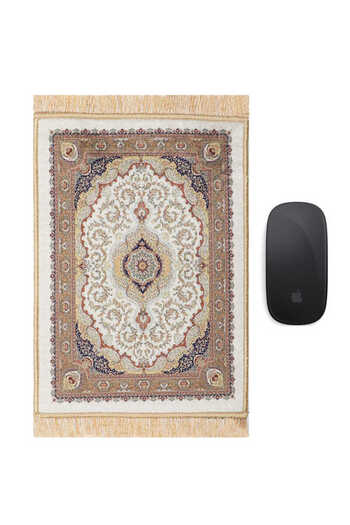 Bursa İpek White Decorative Small Carpet Mousepad