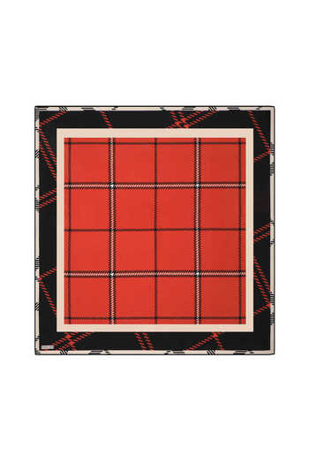 Bursa İpek Plaid Patterned Red Silk Twill Scarf