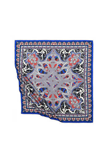 Bursa İpek Gray Turkish Motif Çintemani Carnation Pattern Silky Scarf