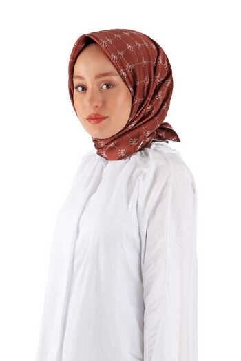 Bursa İpek Burgundy Twill Silk Scarf - Butterfly Monogram