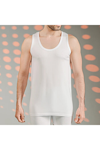 TEXTELO Men Sleeveless Undershirts White 100% Cotton Tank Tops T-shirt, Made in Egypt