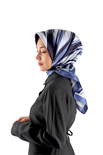 Bursa İpek Μεταξωτό μαντήλι Nilsu με σχέδιο Twill - Μπλε