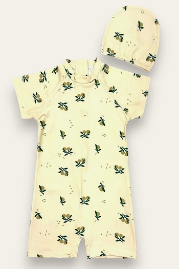 My Kids Wear Boy's Jumpsuit Swimsuit with Boned, Washed Zipper, Sun Protection