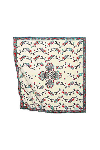 Bursa İpek Gray Sequence Tulip Pattern Silky Scarf