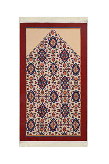 Bursa İpek Tulip Patterned Burgundy Tapestry Prayer Rug