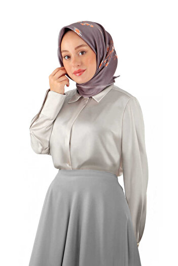 Bursa İpek Μεταξωτό μαντήλι με μοτίβο Daisy Dark Lilac Twill