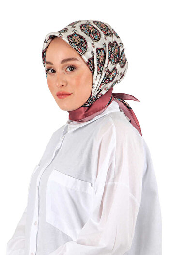 Bursa İpek Μεταξωτό μαντίλι Dusty Rose Hatai Pattern