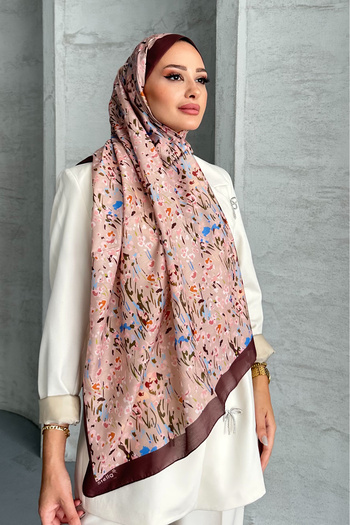Stella Eşarp Ethnic Leopard Flower Pattern Καφέ μαλακό βαμβακερό σάλι