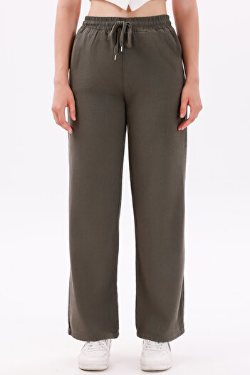 freemen Women's High Waist Gabardine-Linen Textured Pants – Breathable Fabric, 4 Seasons Comfort