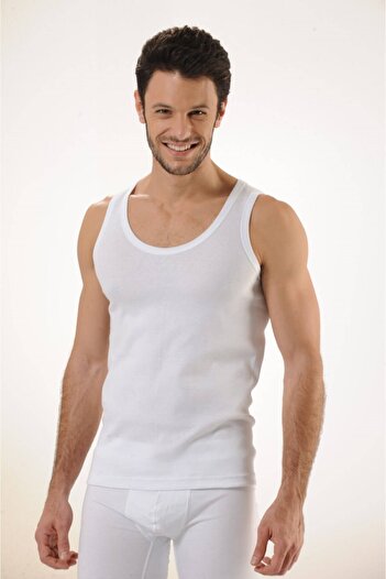 Hmd 500 3-Piece Ribbed 100% Cotton Strappy Men's Undershirt - White