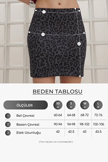 Moije High Waist Anthracite Leopard Patterned Mini Skirt
