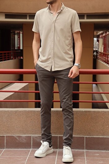 inpool Summer Pocket Embroidery Detail Sulfide Men's Trousers