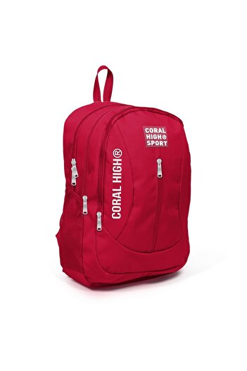 Coral High Sport Kırmızı Usb Şarjlı Kulaklık Çıkışlı Dört Bölmeli Sırt Çantası 23451