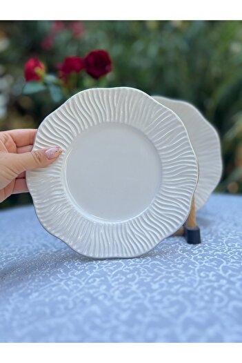 MAMALİZA Set of 6 Wave Form Ceramic Cake/ Breakfast Plate