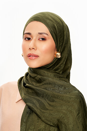 MOISCARF Sable Drift Premium Jacquard Shawl Kaki