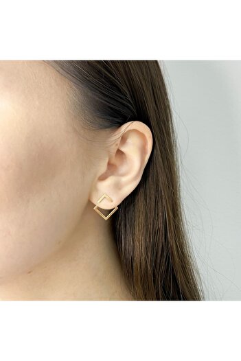Bijuteria SORELLY 14k Gold Earrings 3 in 1 Minimalist Square