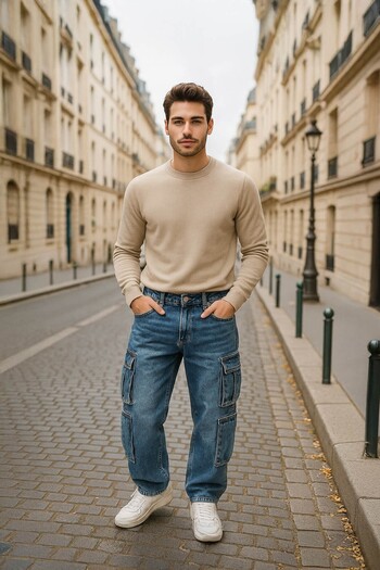BANNY JEANS Men's Cargo Pocket Jean Trousers