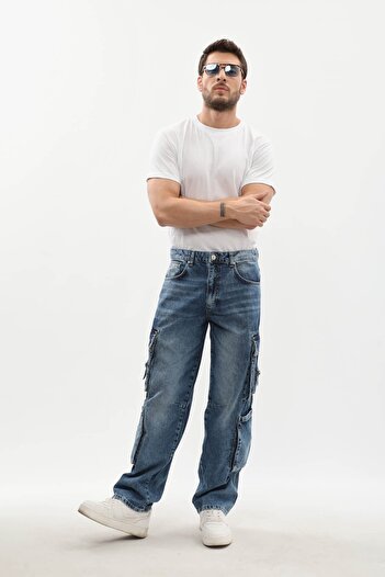 BANNY JEANS Men's Cargo Pocket Jean Trousers