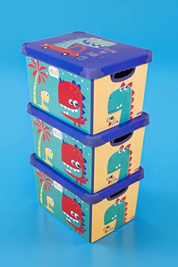 QUTU Style Box Dude Decorative Toy Box Set - 3x 20 Liters
