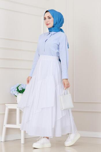 Sevitli Layered Botto Voile Skirt-White
