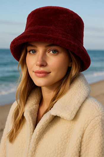 BAHELS Cherry Plush Soft Textured Bucket Hat