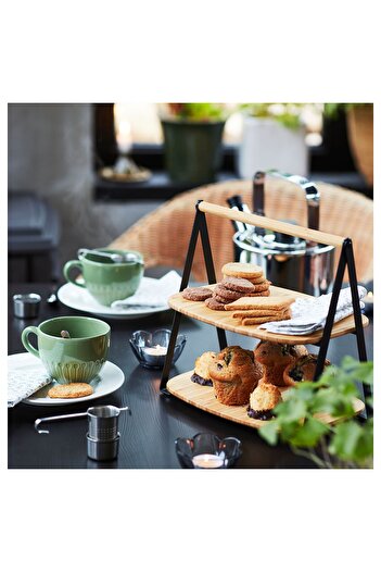 IKEA Bamboo Serving-Presentation Stand 28X20 cm Black Color Stand Catering Plate Bamboo