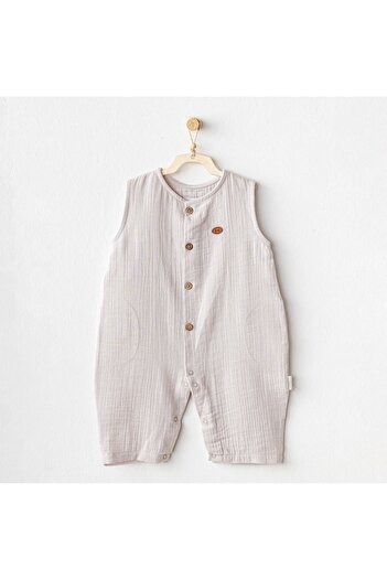 andywawa Ac25884 Muslin Home Baby Jumpsuit Beige