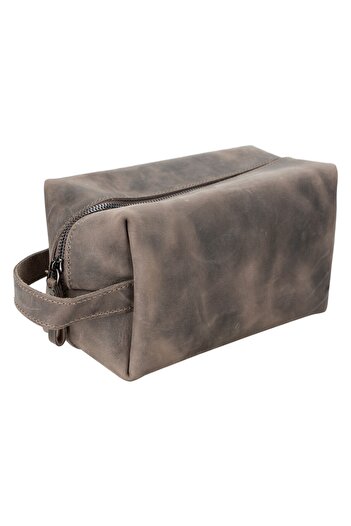 PLM Eve Leather Makeup Bag, XLarge Size, Antique Dark Brown