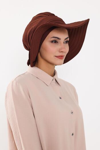 Aisha's Design Detachable Aerobin Hat with Bow on the Back, Bone Turban, S-4A, Brown