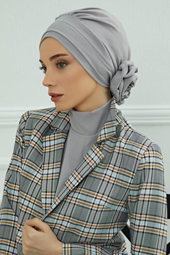 Aisha's Design Aerobin Fabric Ready-Made Turban, Ht-92, Gray
