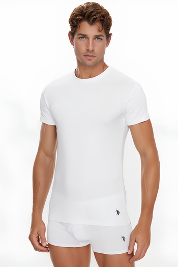 U.S. Polo Assn. Men's 100% Cotton 2-Piece Box White Round Neck T-Shirt