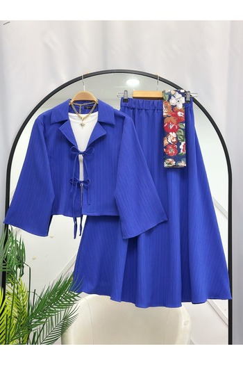 YEDİLALE Merve Skirt Jacket Double Set [Crinkle Fabric]