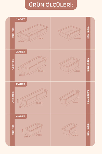 Vienev Set of 9 Adjustable Drawer Organizer Boxes – Extendable and Shortenable Organizer Set (4A2B2C1D)