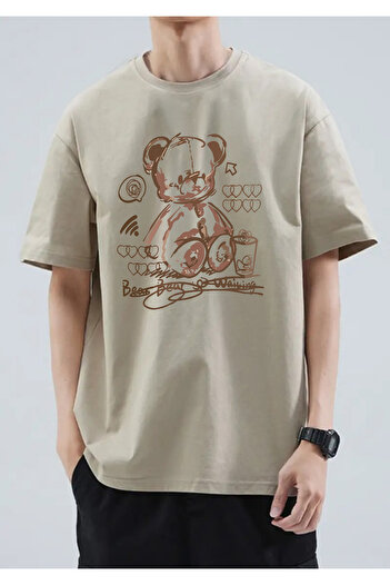 MARKATEM Panda Printed Unisex Oversize T-Shirt