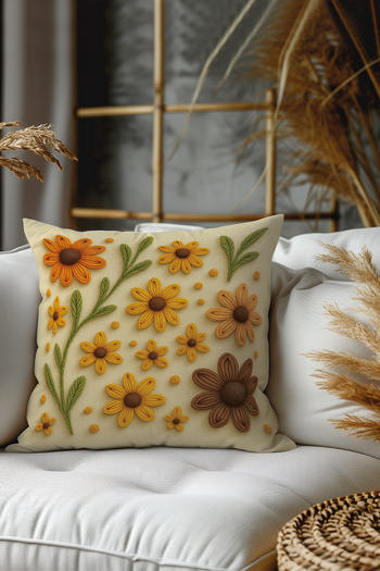 Belle Benoit Set of 2 Embroidery Patterned, Double-Sided Printed, Decorative Throw Pillow Case – Bohemian Style, Zippered