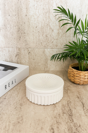 Mandalin Art Studio Decorative Covered Jewelry Box | White