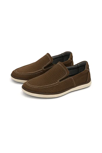 Growish Gr0347 Genuine Nubuck Leather Lightweight Poly Sole Perforated Men's Casual Shoes